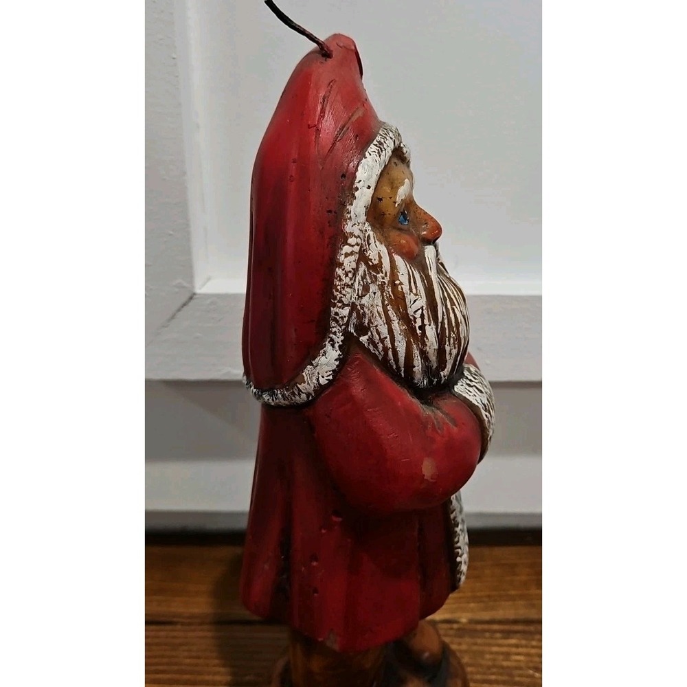 Vintage Old Christmas Chalkware Santa Claus Candle 9.5 × 3 Never Been Burned - Picture 8 of 11